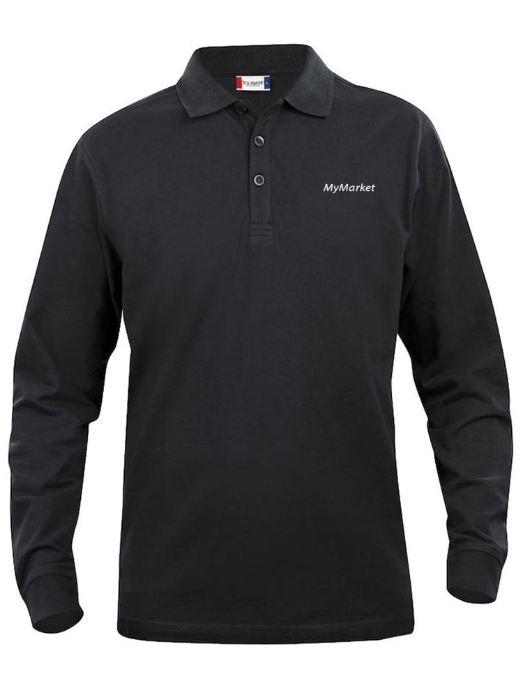 Poloshirt Langarm Lincoln Schwarz