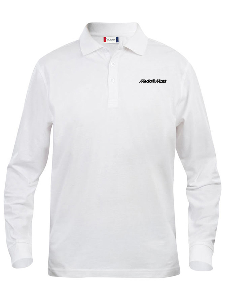 Poloshirt Langarm Lincoln Weiss