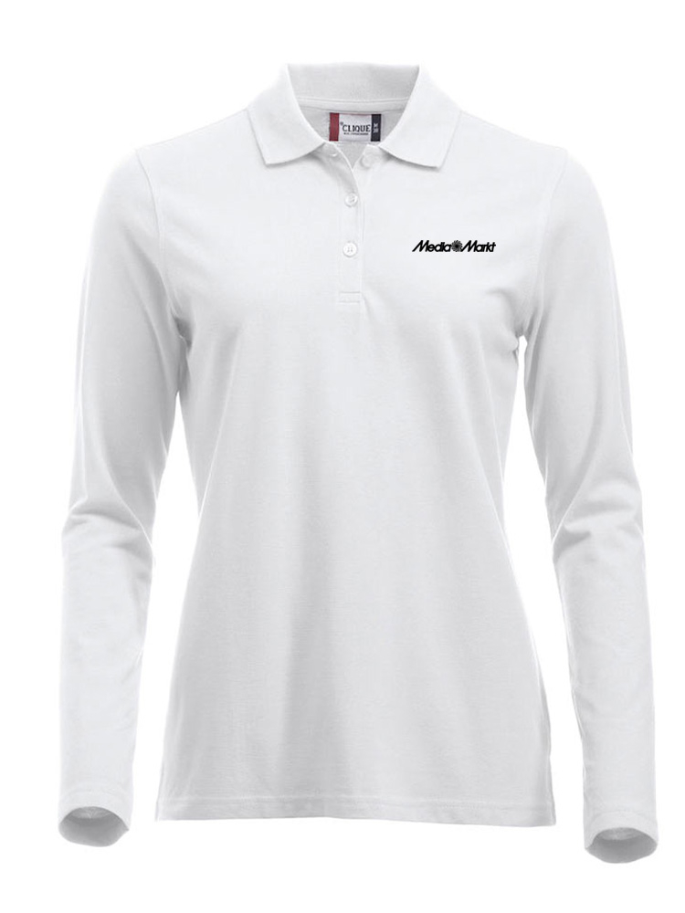 Poloshirt Langarm Marion Weiss