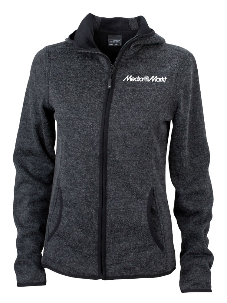 Damen Knitted Fleece Hoodie Schwarz