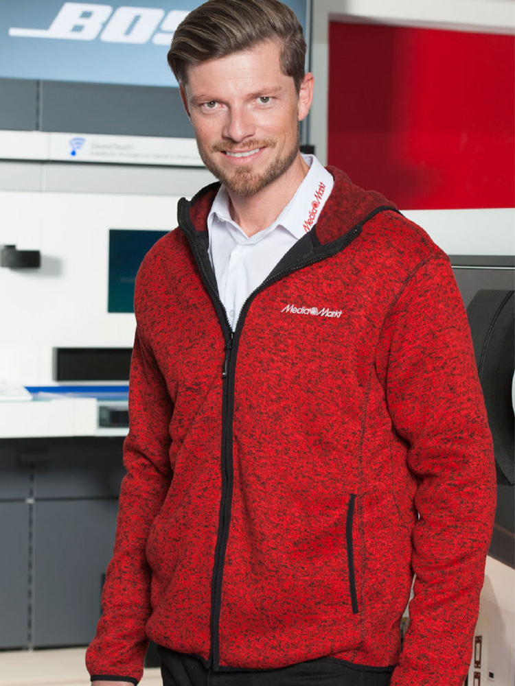 Herren Knitted Fleece Hoodie Rot