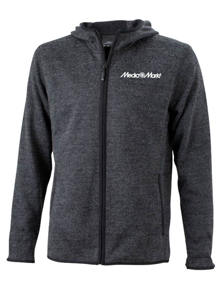 Herren Knitted Fleece Hoodie Schwarz