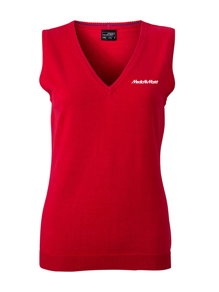 Damen V-Neck Pullunder Rot