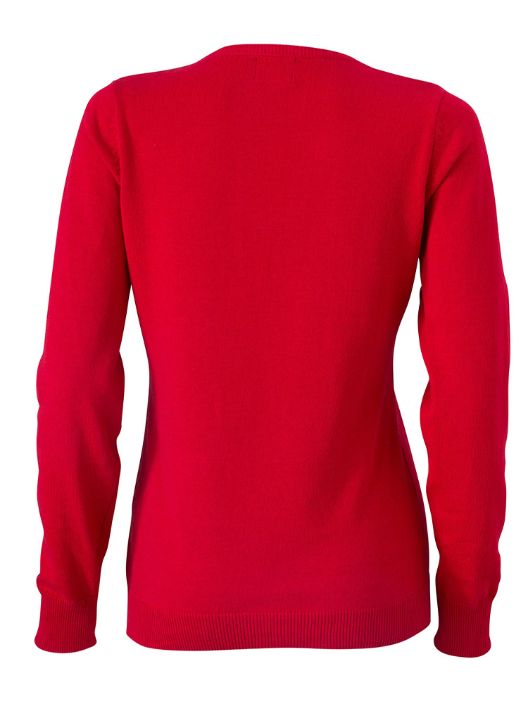 Damen V-Neck Pullover Rot