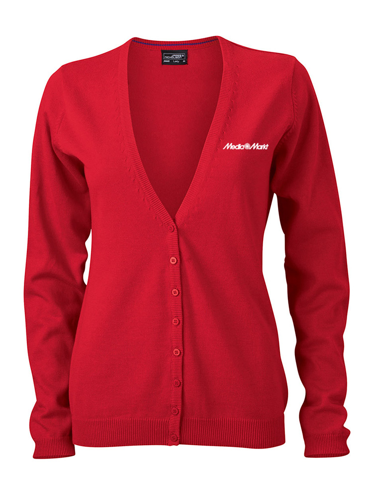 Damen V-Neck Cardigan Rot