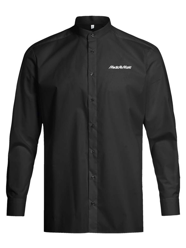 Hemd Stehkragen Schwarz