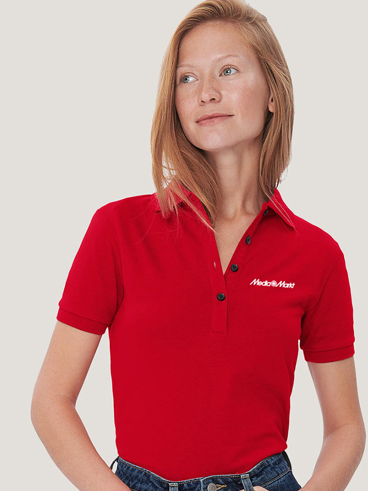 Damen Polo Cotton-Tec Rot